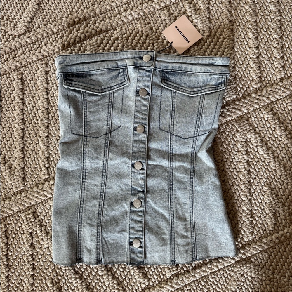 NWT superdown jozie denim strapless top